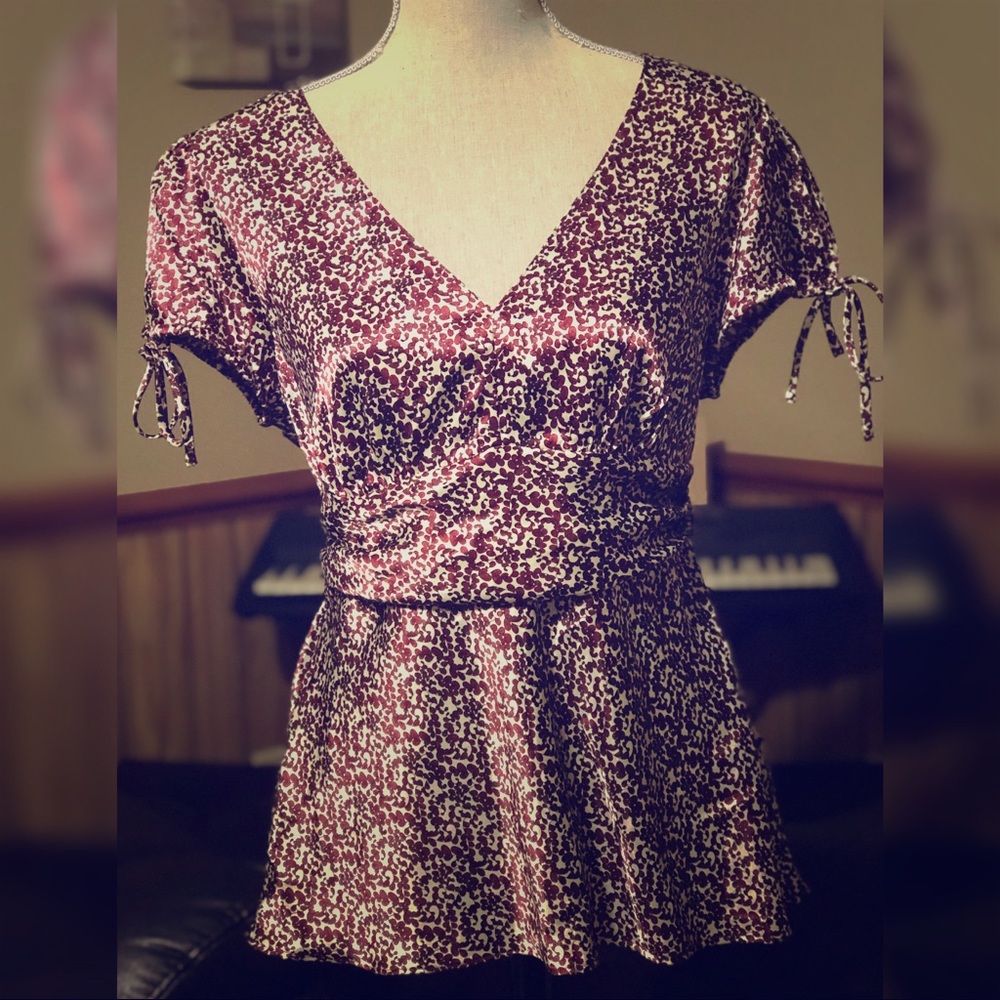 ❤️SOLD❤️ Cato Burgundy Tie-back Tie-sleeve Blouse